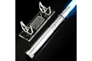 AthlChamp Sable de luz de duelo pesado con control de movimiento para adultos, sable de luz de duelo con empuñadura de metal resistente y hoja gruesa y 16 fuentes de sonido, 12 colores RGB y soporte