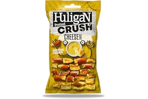 HuligaN Pretzel Crush, Ready to Eat Snack Flavoured in Cheese Sauce, 18 x 65 Grams