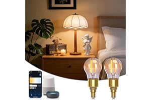 Aigostar Lampadine Alexa, Lampadine Led E14 Vintage, G45 Ambra, 4.5W, 470LM, Bianco Caldo Dimmerabile 2700K - 6500K, 2 Unità