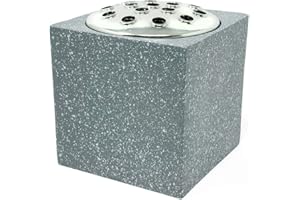 Angraves Grey Speckled With Silver Lid Memorial Graveside Funeral Flower Rose Bowl Vase