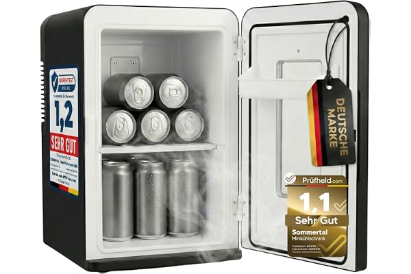 Sommertal KS15 Mini réfrigérateur, refroidissement et chauffage, volume 15 L, 230 V pour prise de courant de chambre et 12 V CC pour voiture, mini réfrigérateur à bière, mini réfrigérateur à boissons