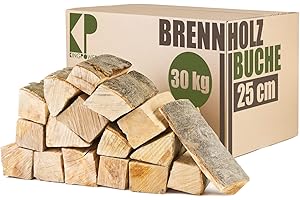 ‎KINGPOWER Buche Brennholz 25 cm Kaminholz 30, 60 oder 90kg für Kaminofen Lagerfeuer Feuerschale Ofen Grill Buchenholz kammergetrocknet ofenfertig Holzscheite Kingpower, Menge:30 kg