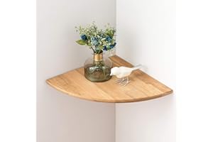 GIEANOO Étagère d’Angle Flottante en chêne Rustique avec extrémité Arrondie pour Haut-parleurs, Livres, décorations Étagère d’Angle en Bois, chêne, 30cm Rayon
