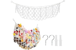 VAIGU:OA Kuscheltier Aufbewahrung Hängematte - Suspension Plüschtier Aufbewahrung Netz für Stofftier Aufbewahrung, Kinderzimmer Kuscheltier Hängematten Hängender mit Haken, Spielzeug Plüschtierhalter (weiß)