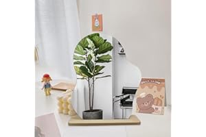 CYIOU Specchio Irregolare Acrilico Specchio da Scrivania Specchio Cosmetico in Legno Specchi Decorativi Per Hotel Camera da Letto Soggiorno Bagno (24 cm * 19 cm)