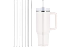 Chumix 6 Pezzi Cannucce Riutilizzabili per Stanley Cup, Cannucce Lunghe 30,5 cm per Accessori Stanley Cup 30/40 oz, Cannuccia per Borraccia, 6 Trasparenti Cannucces e 1 Spazzola per Una Facile Pulizia
