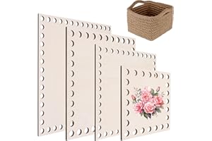 sdhiiolp 4 Stück Korbboden zum HäKeln Korbflechten Set Quadrat Holzboden zum HäKeln 10/12/15/20cm Crochet Basket Korb Flechten set für DIY Korbflechten