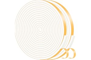 MIKONIYA Burlete Puerta Entrada,Burlete Puerta,Tira de Sellado CR de Alta Densidad,Aislante Termico Ventanas(Blanco,6mm x 1.5mm x 20M)