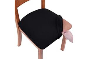 smiry Stretch Chair Seat Covers for Dining Room, Black 4PC Jacquard Dining Chair Seat Cushion Protectors Chair Slipcovers