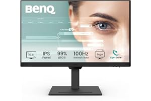 BenQ GW2490T 60.5 cm IPS 1080p monitor do biura domowego, FHD, 100Hz, konstrukcja Ergo, wysoka częstotliwość odświeżania, 99% sRGB, VESA MediaSync, B.I, bez migotania, niskie niebieskie światło,