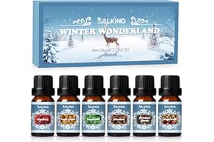 SALKING Set di Olio Essenziale Puri Inverno per Diffusori 6x10ml, per Aromaterapia - Cannella, ghirlanda di Natale, biscotto di zucchero, mirtillo rosso, menta piperita, pan di zenzero