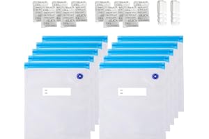 TIOPY 10 Pezzi 30x34cm Sacchetti Sottovuoto per filamento della stampante 3D, Sacchetto riutilizzabile per la conservazione del filamento, 10 Essiccanti e 2 clip di tenuta, Per PLA ABS PETG TPU