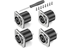 GCTBL 4Pack Speakon conector hembra de montaje en panel de audio amplificador de altavoces Jack cuadrado adaptador de metal para Neutrik Speakon NL4MP NL4FC NL4FX NL2FC