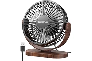 SWEETFULL Desk Fan, Small USB Desk Fan Silent, 3 Speeds Portable Personal Desktop Fan, Dual 360° Adjustment Mini Fan, Quiet Operation for Home,Office,School and Outdoor (Black)