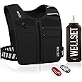 WELLSET Running Vest | Reflective Unisex Adjustable System | Phone Holder, Pockets & Storage | Lightweight and Durable Hydration Vest | Included 500ML Collapsible Running Bottle