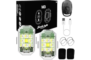 Goodream LED Strobe Light for Motorcycle, 7 Colors Rechargeable Remote Control LED Lights for Cars Bike Truck Scooter Mini Aircraft Drone Anti-Collision Warning Night Signal Lamp Flashing Indicator