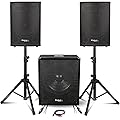 Ibiza - Pack Sono 2000W - 2 Enceintes IBIZA DISCO12B 2X600W + Caisson Actif SUB15A 800W + Pieds + Câbles - Soirée DJ Birthday Mariage