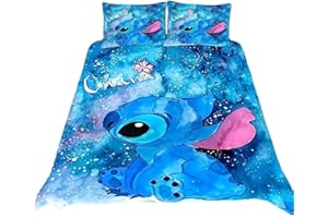 BAFAFA Housse de Couette Stitch 220x240cm 2 Personne pour Enfants garçons Filles, Microfibre Impression 3D Stitch Parure de lit et 2 taie d'oreiller 65x65cm