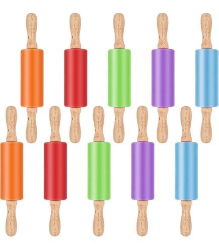 WideSmart 2-Pack Silicone Rolling Pins With Wooden Handles - Non-Stick, Easy Clean For Baking & Dough (Mini & Medium)