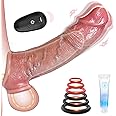 Sex Toys Penis Sleeve Dildo for Men - Adult Couples Toy Sex Toys4mens UK Male Penis Extender Vibrator with Cock Ring, Penis Enlarger Rings with 10 Vibrating Modes Mens Gay Sex Toys4couples Men & Women