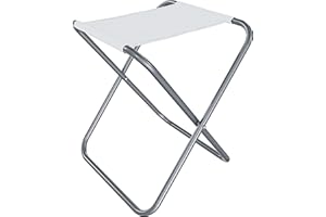 ARREDITALY Sgabello Pieghevole Per Camping Campeggio Mini Sedia Seggiolino Portatile Con Struttura In Metallo Verniciato Per Esterni Pesca Viaggi Escursione Giardino Spiaggia Mare 37 x 32 x 30 Cm (Bianco)