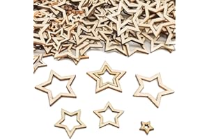 MQIAN 300 Stk Holzsterne Zum Basteln, Weihnachtsbaum Deko, Kleine Sterne, Streudeko Weihnachten