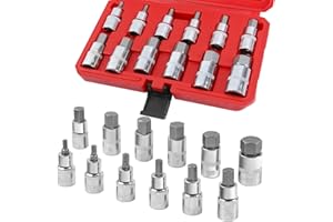 FIFIBANG Inbus Nuss Satz 1/2 zoll, Innensechskant 1/2 Zoll, Imbusnussen Satz 1/2'', Socket Spanner Set Hex 5, 6, 7, 8, 10, 12, 14, 16, 17, 18, 19, 22mm mit Kunststoffkoffer, Allen Key Socket Set