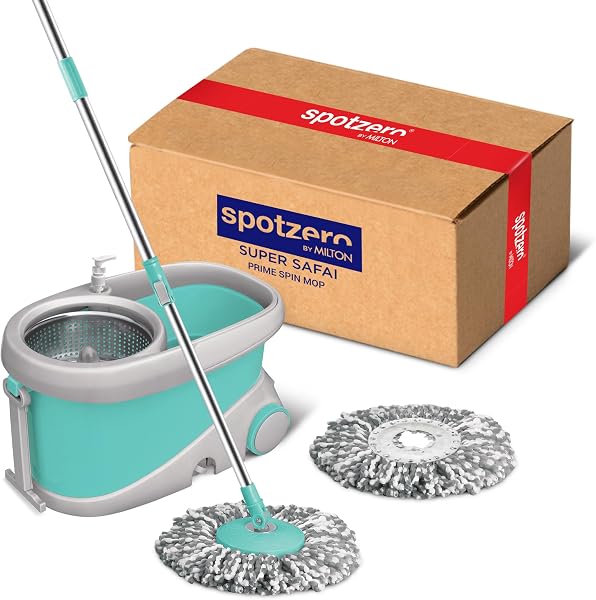 Spotzero by Milton Prime Stainless Steel Wringer Spin Mop with Big Wheel,…