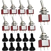 Dujelixa Mini Lever Switch SPDT - Unilateral Reset 3 Pins 2 Positions, Cut 6mm AC125V 6A (250V/3A) MTS-112 - 10 Pieces With W
