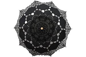 SQOIKOS Ombrelle vintage en dentelle pour mariage, décoration, photo, thé, taille adulte, noir,