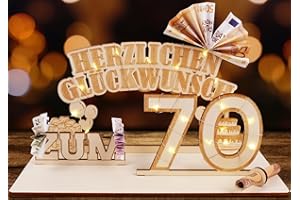 ARTREE Geldgeschenke Geburtstag Holz 70 Geburtstagszahlen Holz Schild Gästebuch Geburtstag Jubiläum 70 Geburtstag Dekoration als Personalisierbares Geschenk, Geschenke zum 70 Geburtstag Mann Frau