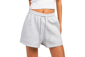 Coloquin Womens Sweat Jogger Shorts High Waist Lounge Gym Workout Running Shorts with Pockets