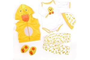 RUNGQIANY Reborn Babies Clothes Big Yellow Duck Set Reborn Dolls Clothes 22 Inch Suitable For Newborn Dolls 20 Inches - 22 Inches Realistic Baby Doll，Boys & Girls Can Be Worn In All Seasons