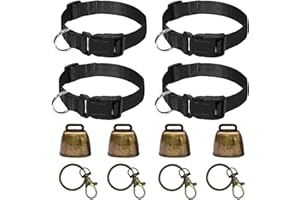 FAYEMINT 4 Pezzi Collari Regolabili in Nylon, 4 Pezzi Campane di Pecora, Chiusura Rapida, con Chiusura, Prevenzione Delle Perdite, per Capre, Bovini, Cavalli, Pecore