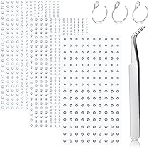 LAURITAMI 3 vellen neuspiercing, nep edelsteen, sticker met pincet, neusring, nep piercing, neus, bling, edelstenen, gezicht, lichaam, oor, sieraden, niet piercings, 2/2,5/3/4 mm, Roestvrij staal