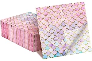 EVYIENEN 40 Stück Meerjungfrau Schuppen Party Servietten,33x33cm Meerjungfrau Geburtstag Party Einwegpapier Servietten für Mädchen Geburtstag Party Zubehör Dekoration