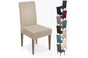 MAXIJIN Coprisedie con Schienale 6 pezzi in Jacquard, Elasticizzato Lavabile Fodera per Sedia, Moderno Coprisedia per Soggiorno Cucina Hotel Ristorante (Cachi, 6)