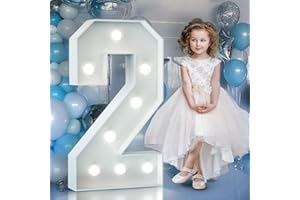 MIXIFOX Gigantic Luminous Numbers Decoration Birthday, Wedding Anniversary, 2nd Birthday Party, Luminous Numbers LED, Wedding Decoration, Birthday Engagement Decoration, Party Accessories, Number 2