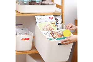 JMYDECOR Scatole portaoggetti rettangolari, set di 3 cestini da studio in plastica per cucina, casa, ufficio, bagno, 30 x 20,5 x 12,5 cm
