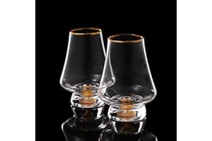 DUJUST Jeu de 2 verres à snifter (8 oz), verre à whisky en cristal avec feuilles d'or 24 carats, idéaux pour whisky/brandy/cognac/bourbon. Sans BPA ni plomb, cadeau parfait pour hommes.