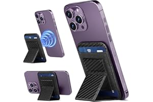 Aunote Porte-Cartes Magnétique Compatible avec MagSafe, Wallet pour iPhone 14 Pro Max/14 Plus/14/13 Pro Max/13/12 Pro, Accessoires MagSafe, Fibre de Charbon de Bois