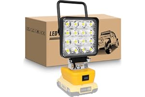 RIGIDON Lampa robocza LED bezprzewodowa 48W 4800lm, kompatybilna z Dewalt 18V/20V, 16 żarówek, 120° kąt wiązki światła, IPX4, -20°C do 60°C