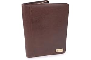 Catwalk Collection Handbags - Porte Document Cuir Femme - Portefeuille de Voyage Zippé - Avec A4 Bloc-Note - Pochette Pour Tablette - CHLOE - Marron