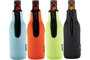 ‎WK IEASON WK ieason Bierflasche Ärmel Isolatoren 12oz 330ml Standard Bierflasche Kühler Abdeckungen Zip-up Flasche Jacke 12OZ Bierflasche Halter rutschfeste dicke Neoprenhüllen 4PC Pack