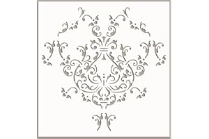 E D LASER STUDIO ONLINE STENCIL STORE ED Laser Studio Damask Stencil Floral French Pattern Large Walls Painting Furniture Canvas Fabric Wood Patio Floor Home Decor Garden Concrete Crafts Cake Art - Reusable Template DA46