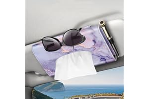 CaseBot Soporte Pañuelos para Coche - Organizador de Visera para Mascarillas y Servilletas, Caja de Piel Sintética para Asiento Trasero (SUV/Camión), mármol Lila