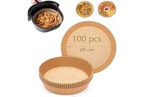 DAILINK 100PCS Papel Freidora Aire 20CM Papel para Freidora de Aire Papel Airfryer Apel de Horno para Freidora de Aire Papel Vegetal Papel Air Fryer Para 6-8l Freidora De Aire, Horno Y Microondas