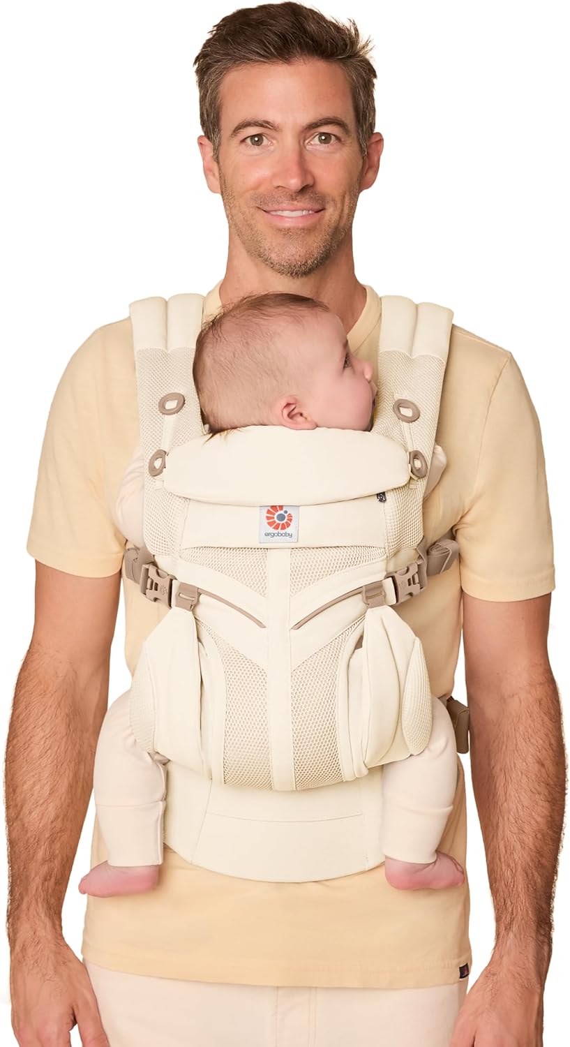 Ergobaby Mochila Portabebé Ergonómica Omni Classic Mesh 4-Posiciones de Porteo, Porta Bebe con Soporte Lumbar, Luminous Ivory
