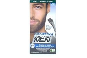 Just For Men Mustasch och skäggfärg eliminerar grått hår för tjockare och fylligare utseende, med applikatorborste ingår, brunett, M45 (3-pack)