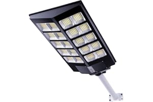 WISDOM LINE 1 Set di Lampioni Solari a LED (Luce 6500K) per Esterni da 1600W Automatico, con Telecomando, Pannelli Solari, Sensore Movimento PIR, Illuminazione per Giardino, Terrazza, Cortile, Impermeabile IP67